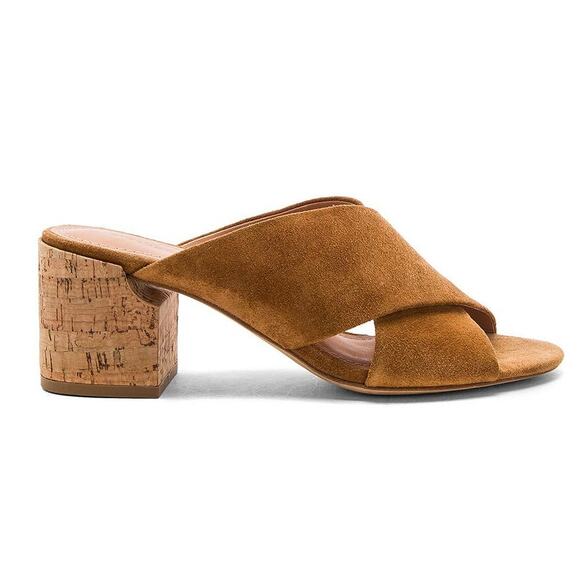 Sigerson Morrison Rhoda Heel in Chestnut Brown Suede Mules Sandals size 9.5 - Picture 2 of 8